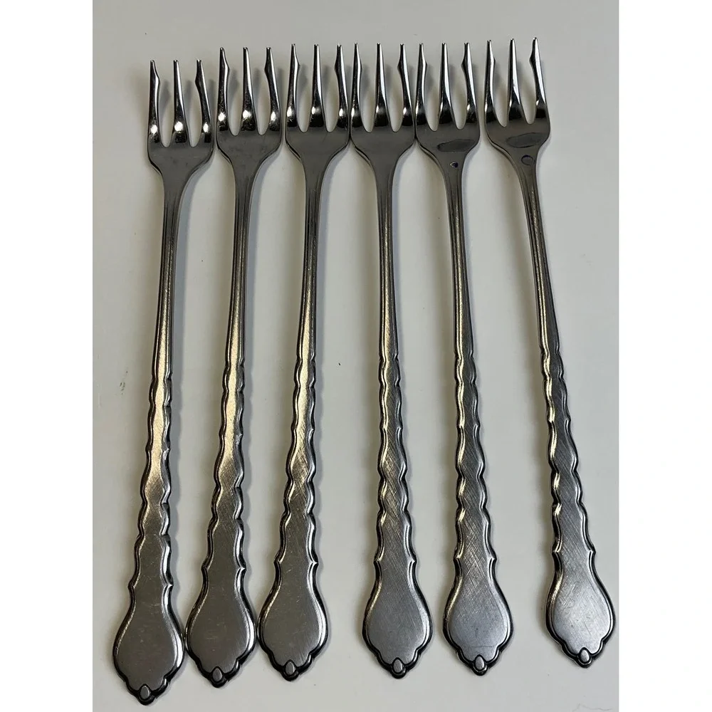Oneida Stainless Valerie Pattern Cocktail Seafood Forks Set of 6 Vintage